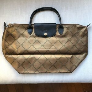 Longchamp Le Pliage Gold Leather Top-Handle Tote